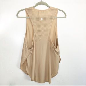 Lululemon All Run Long Tank Reflective Size 10 Ivory Peach Nude Beige
